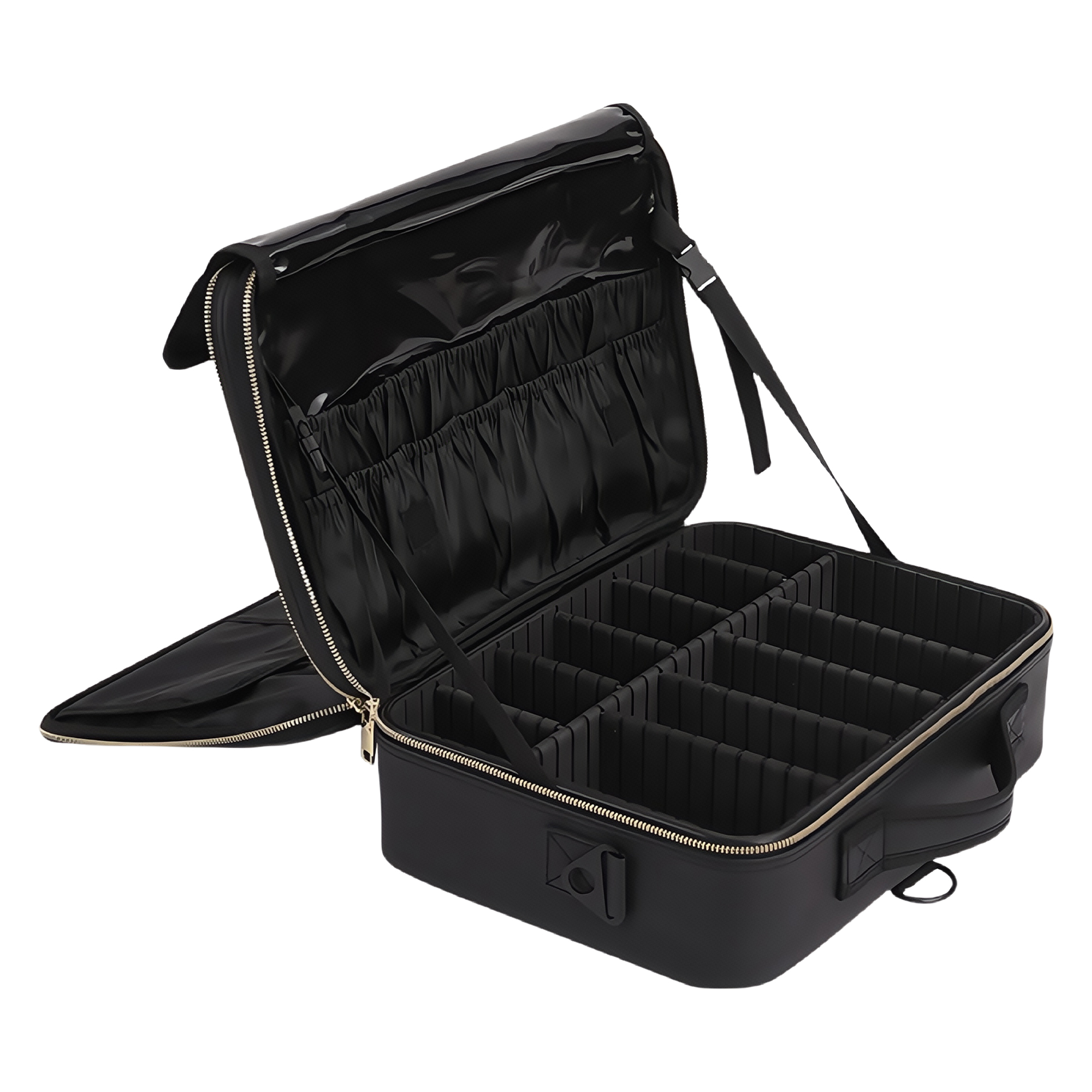 Portable Large Capacity 3-Layer Leather Makeup Bag 4