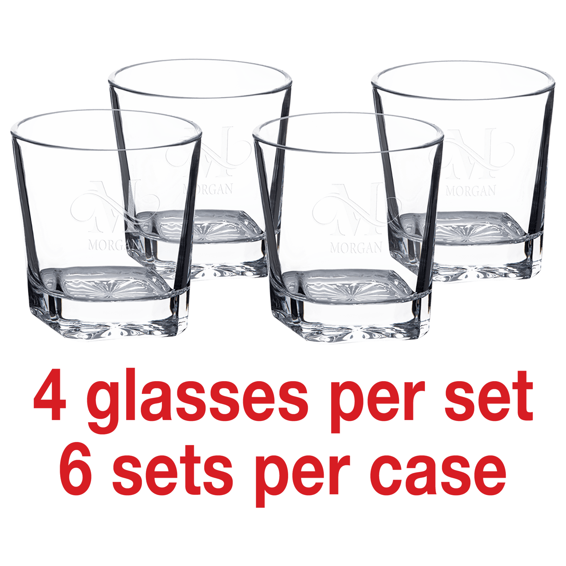 11 oz. Square Rocks Glasses in Printed Gift Box (Same Glasses as DCS301) Sold in Sets of 4, 6 Sets P 1