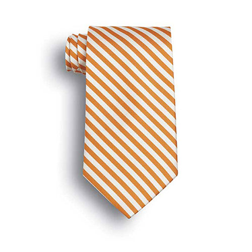 Orange/White Saville Polyester Stripe Ties 2