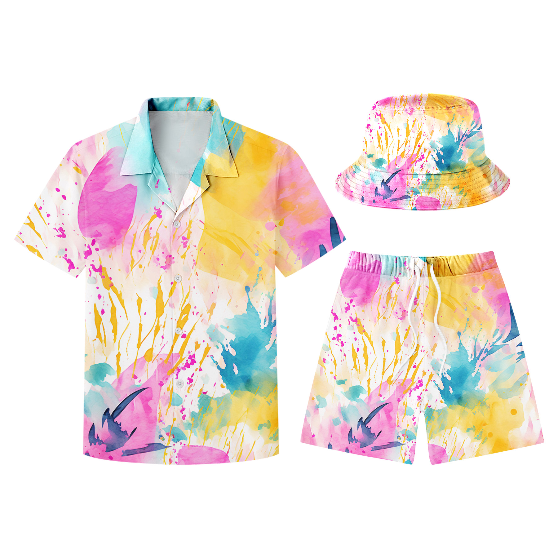 Hawaiian Shirts, Shorts And Bucket Hats Sets 19