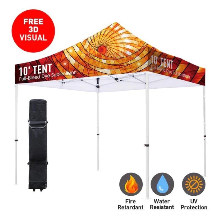 Premium Aluminum (Silver)10' Tent Kit (Dye-Sublimation) 17" Valance