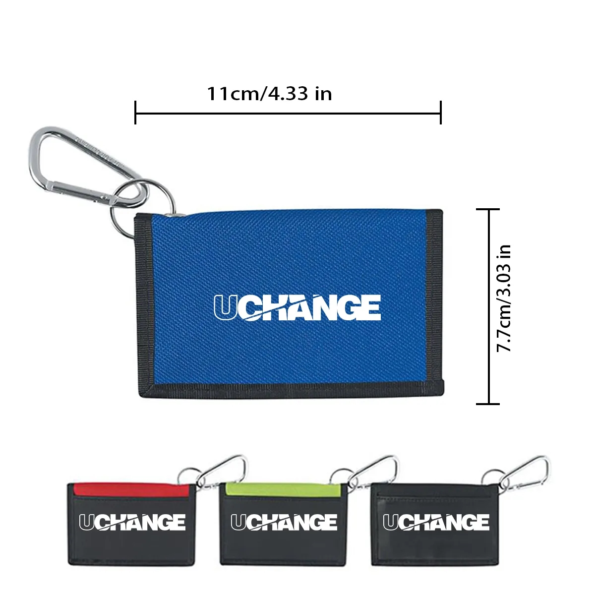 Carabiner Bifold Wallet With ID Window And Zipper 3