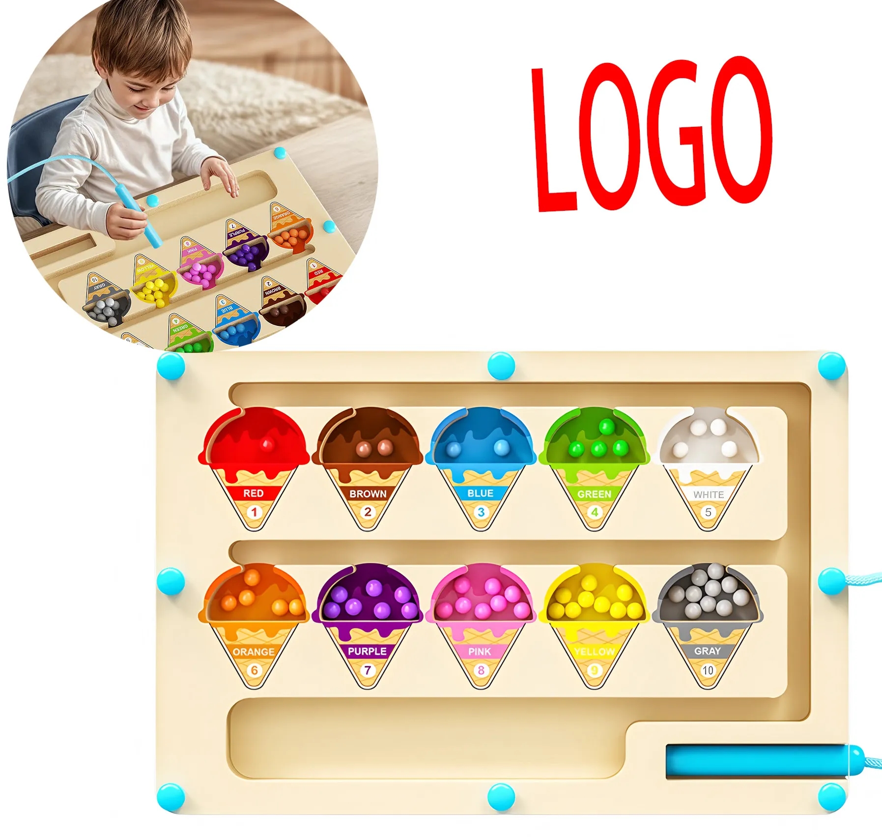 Wholesale Montessori Magnetic Counting Maze Wooden Educational Toy for Preschool 7