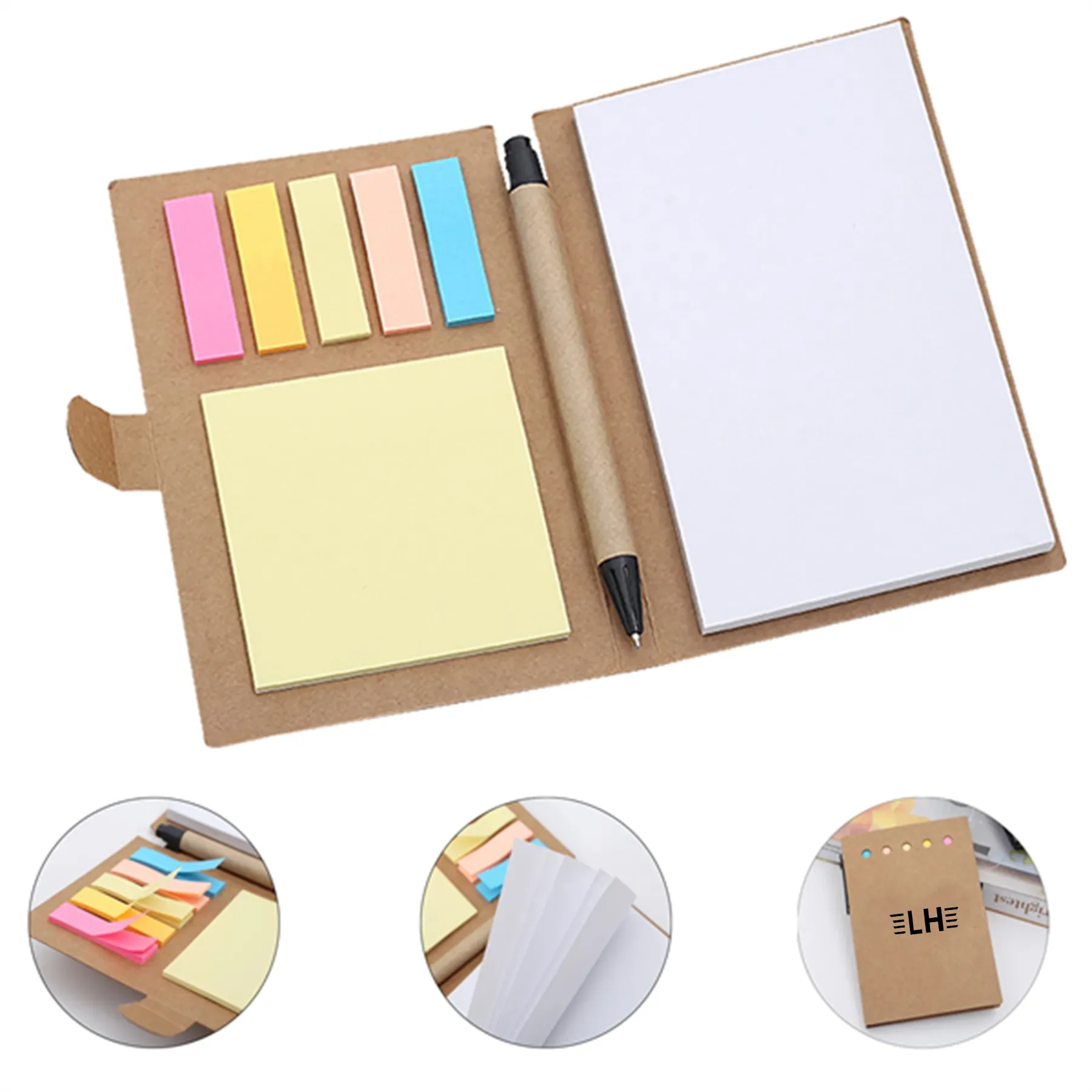 Kraft Paper Sticky Notebook With Pen 2