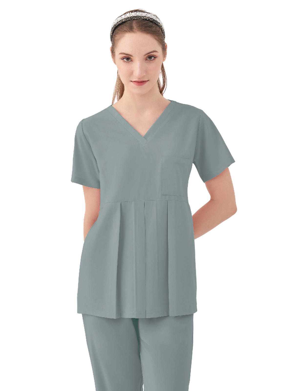 Parkley Quantum - Women's One-Pocket ASPEN Peplum Maternity V-Neck Top 2