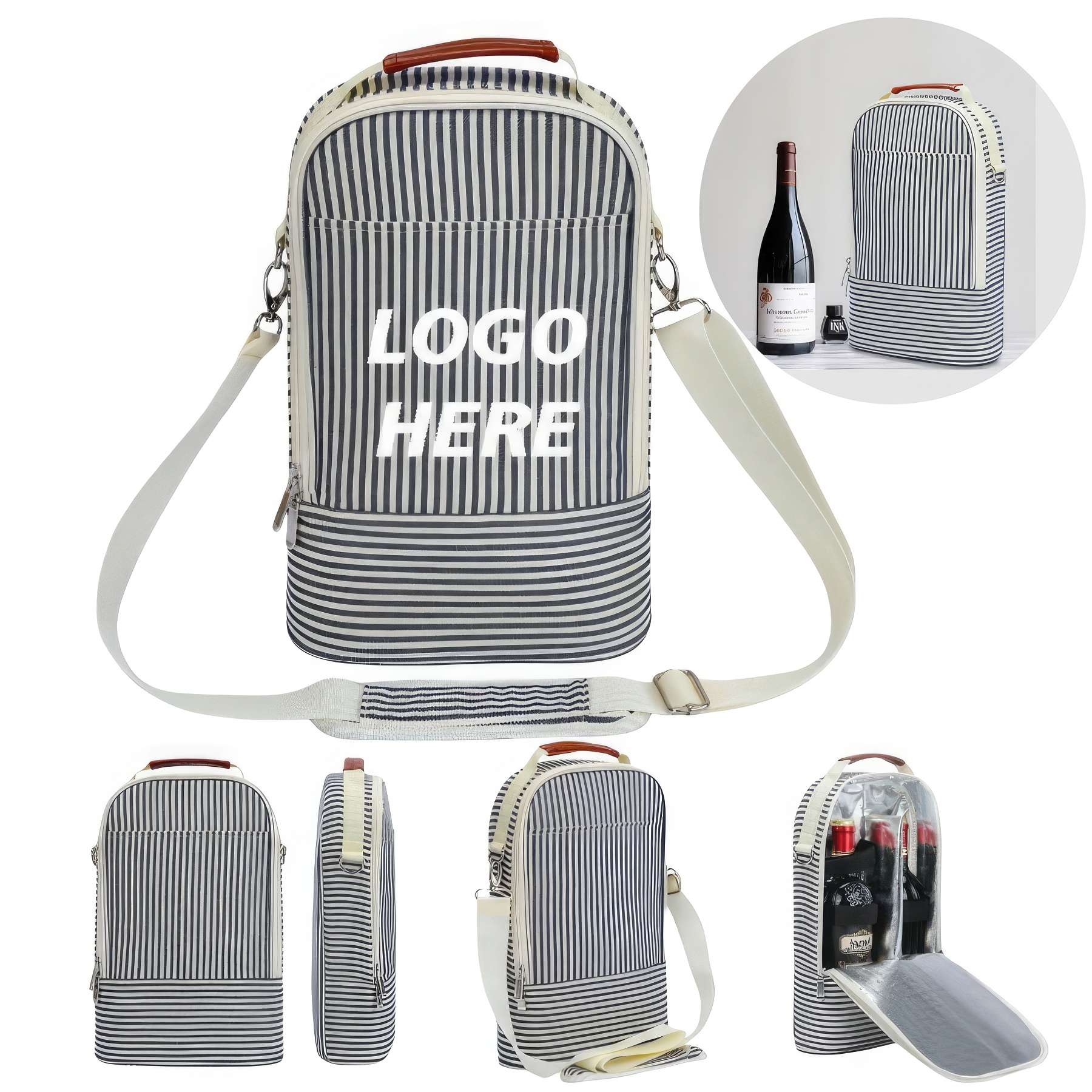 Custom Insulated 2 Bottle Wine Gift Tote Carrier 3