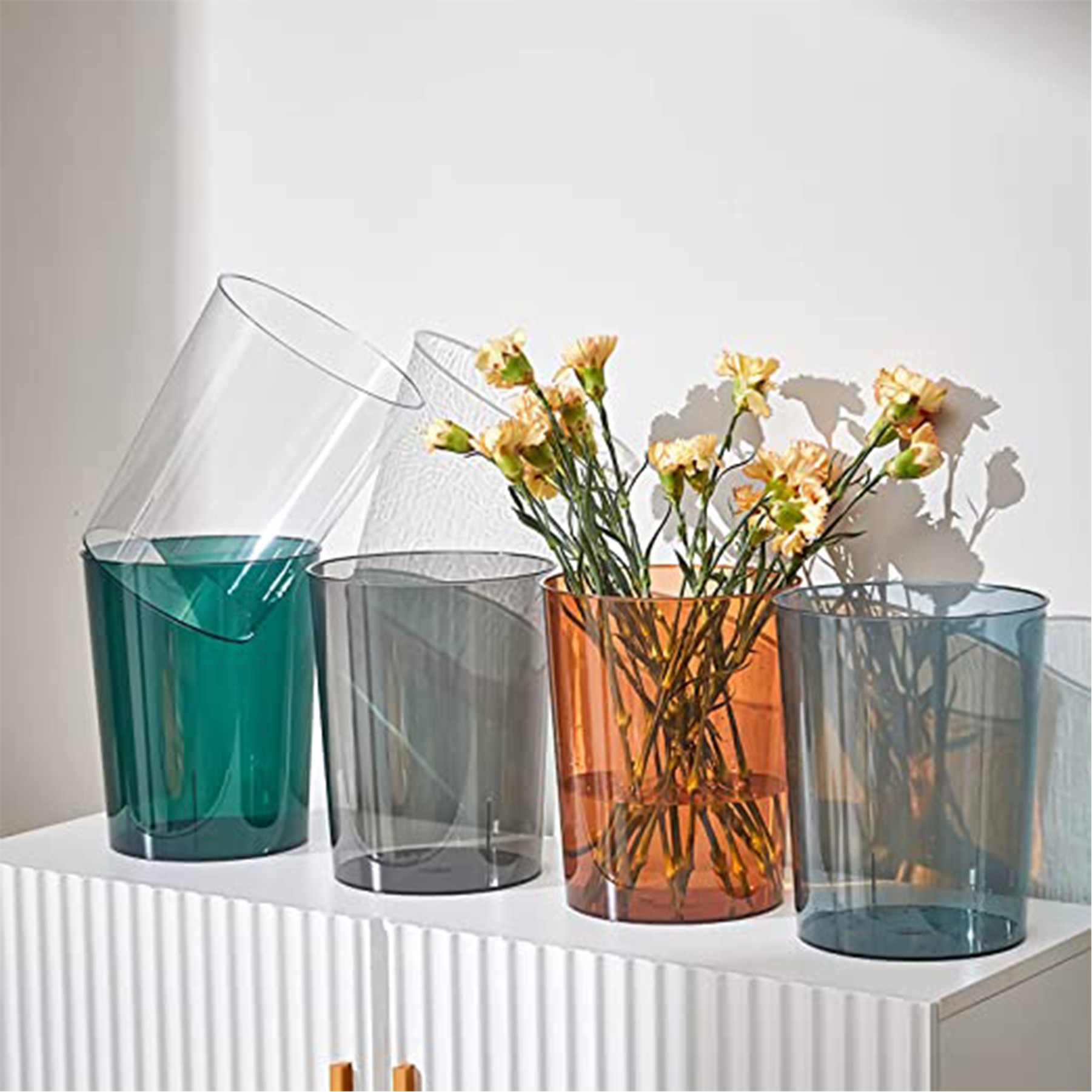 Small Round Plastic Clear Trash Can 2