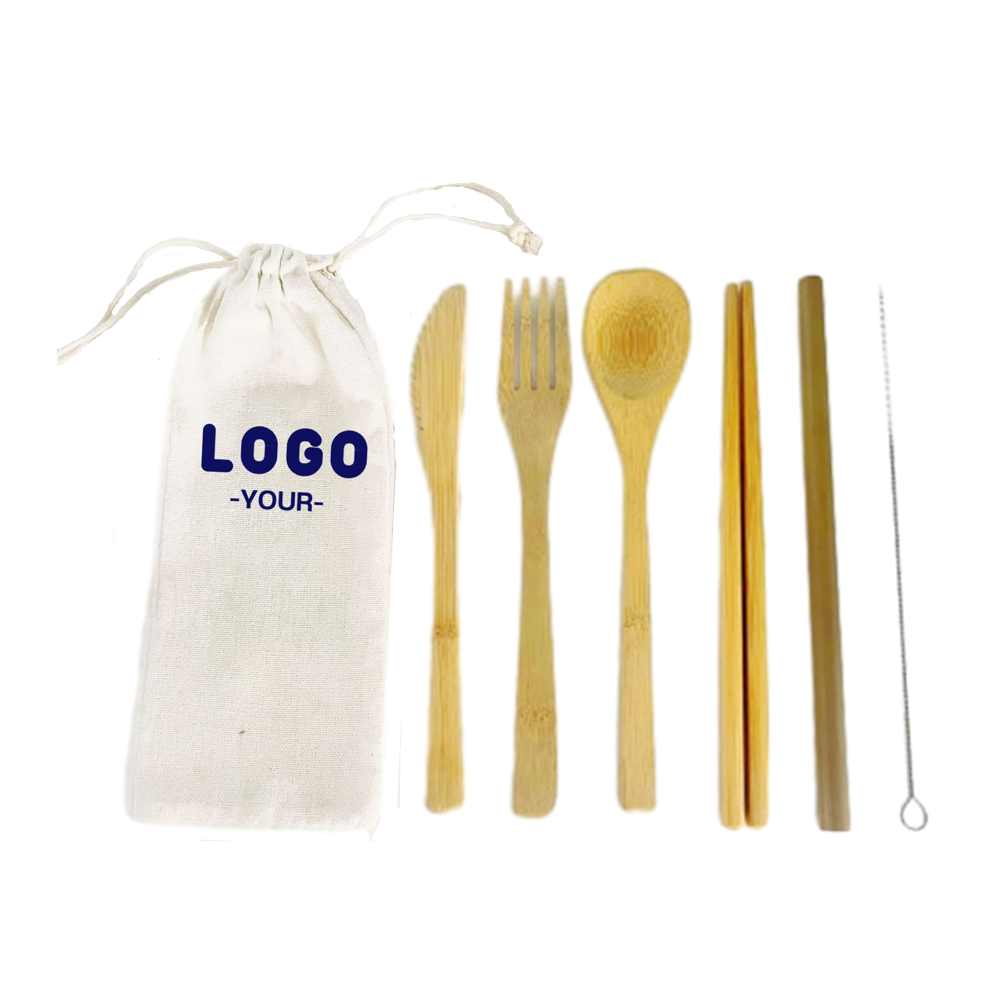 Portable 6-Piece Bamboo Cutlery Set 2