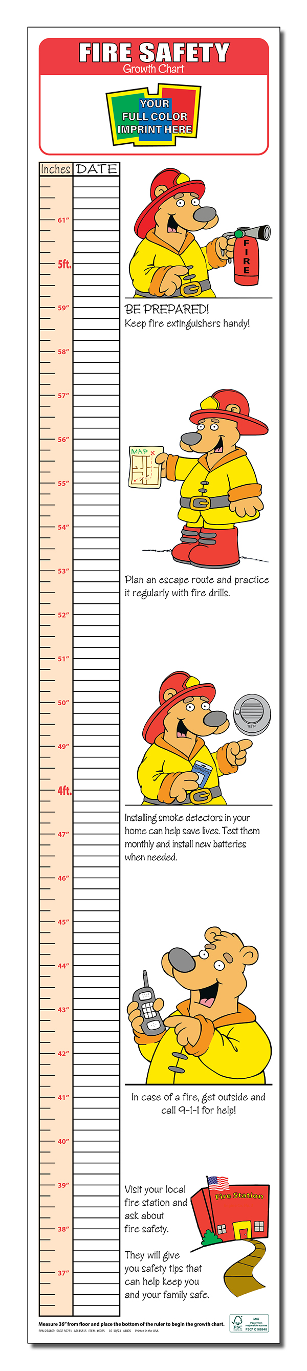 GROWTH CHART - Fire Safety Children's Growth Chart 4