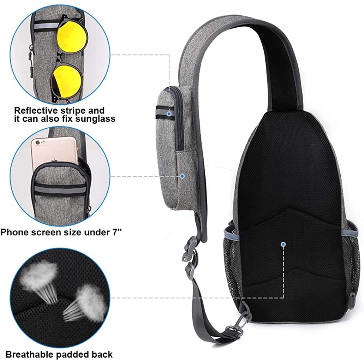 Travel Hiking Crossbody Sling Chest Backpack Bag 3
