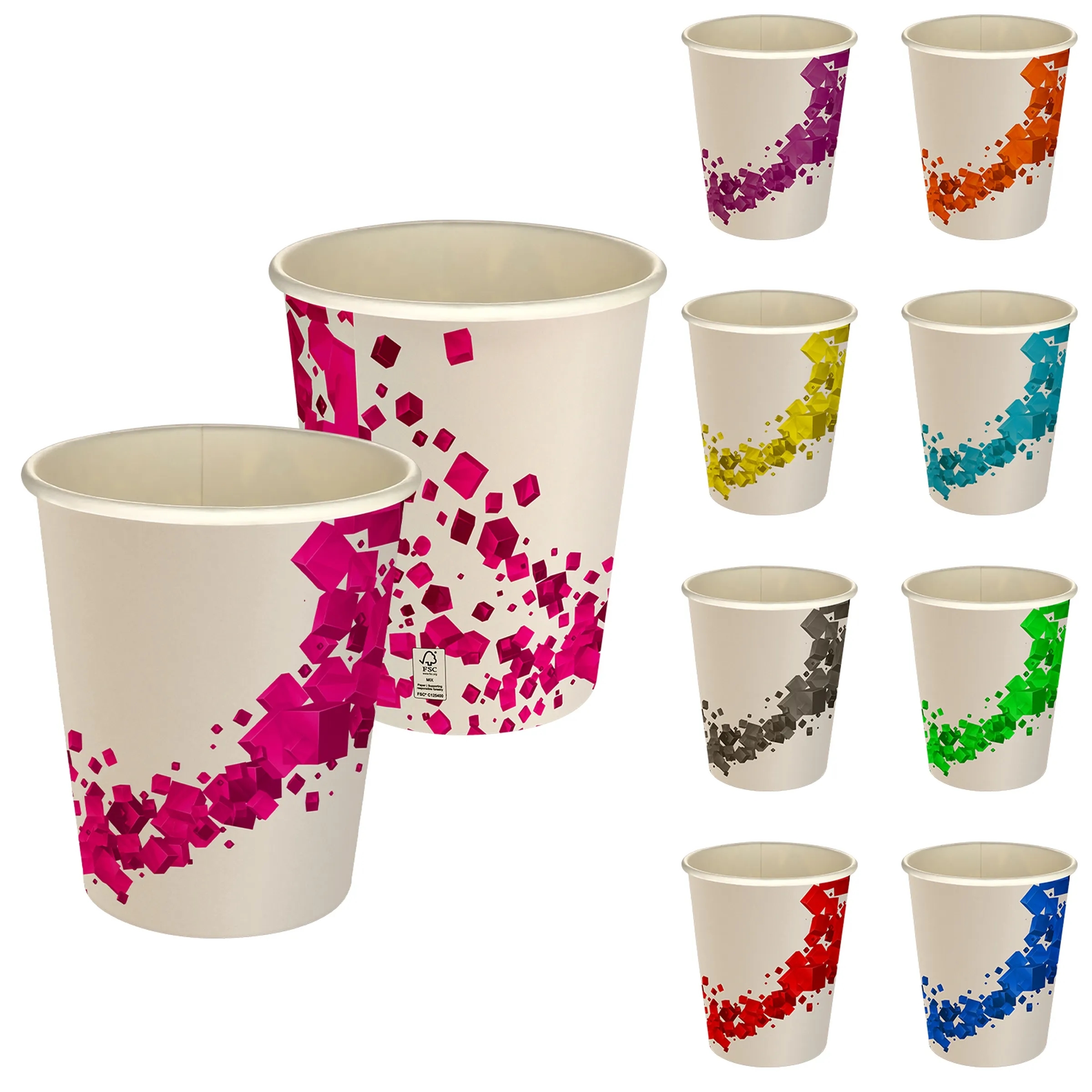 5 oz Full Color Floating Cubes Paper Cup, custom paper cup with logo imprint 4