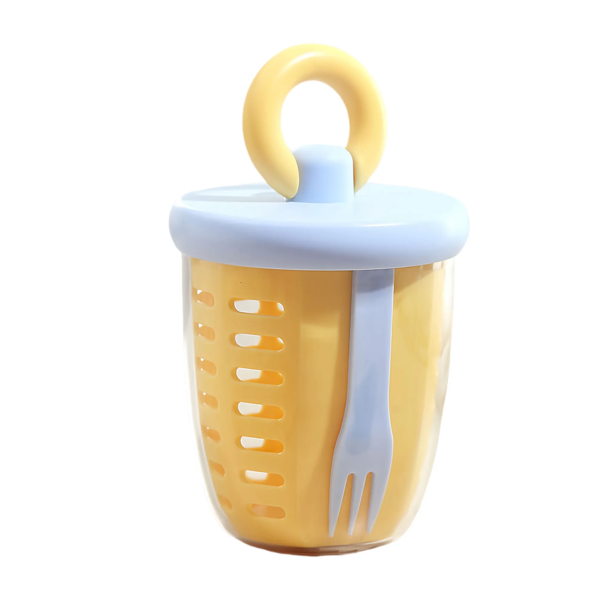 Elegant Double Layer Fruit Salad Cup With Fork Spoon 7