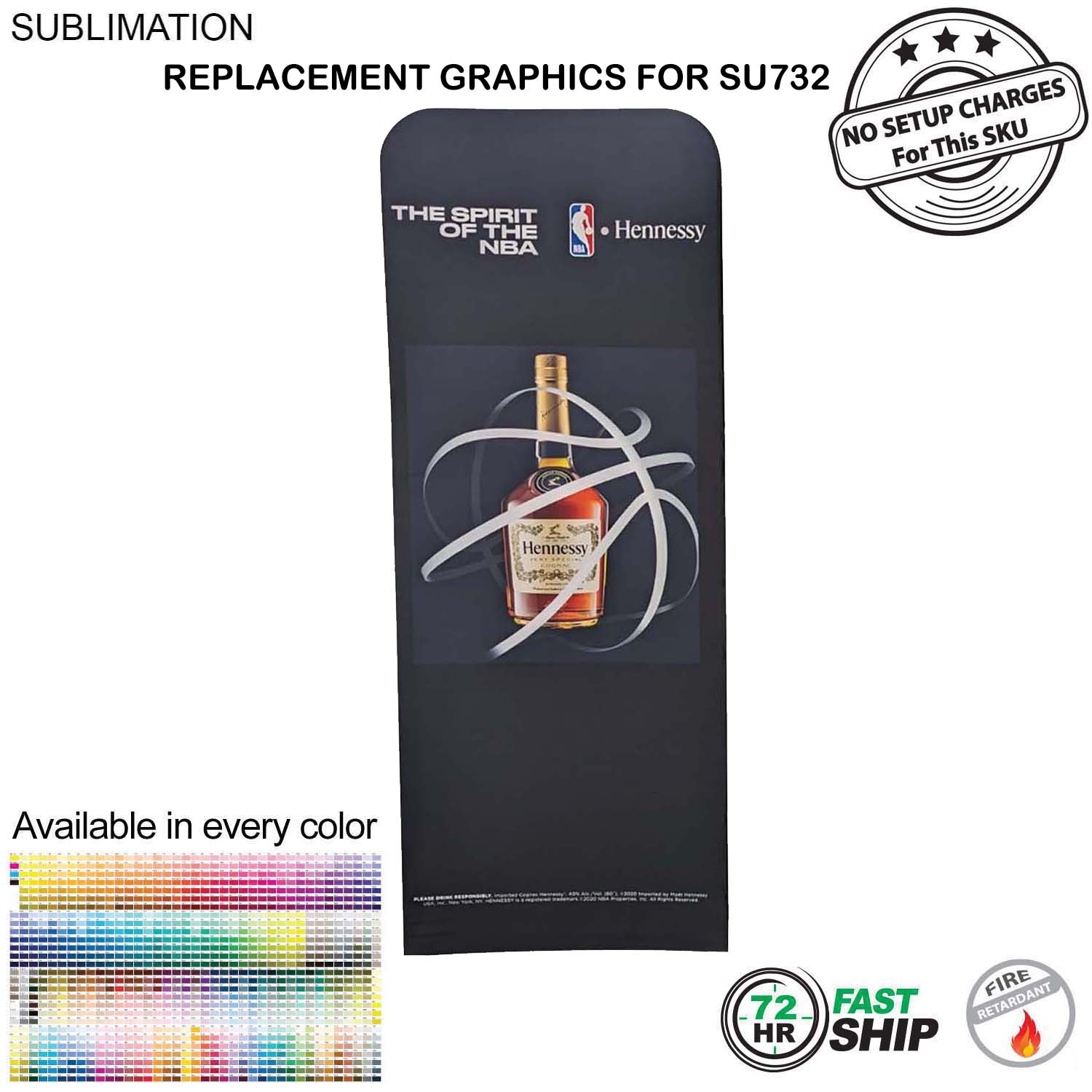 72 Hr Fast Ship - Replacement Graphics Double Sided 3'W x 96"H EuroFit Tension Fabric Slip on Cover