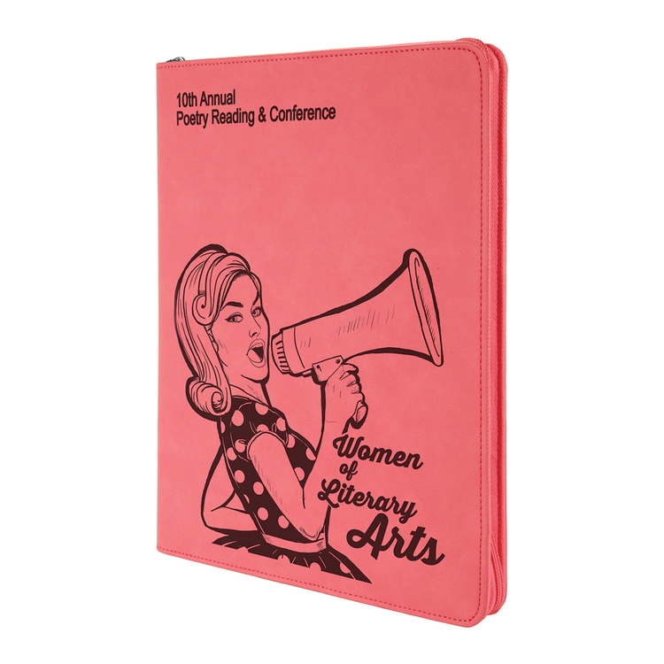 9" x 12" Leatherette Pink Portfolio with Zipper 7