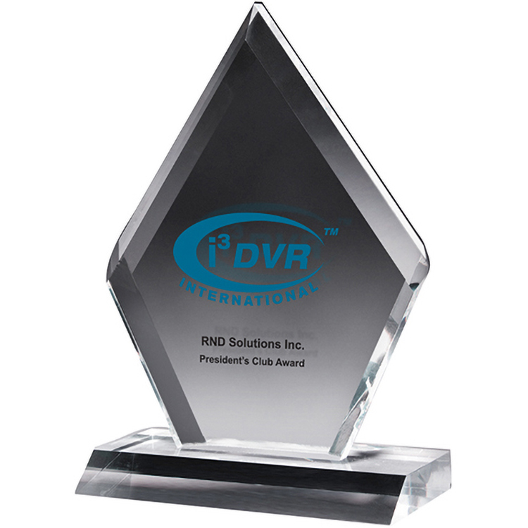 Zenith Diamond Multi Faceted Clear Acrylic Award (6"x 8 1/2"x 3/4") Screen-Printed Spot Colour