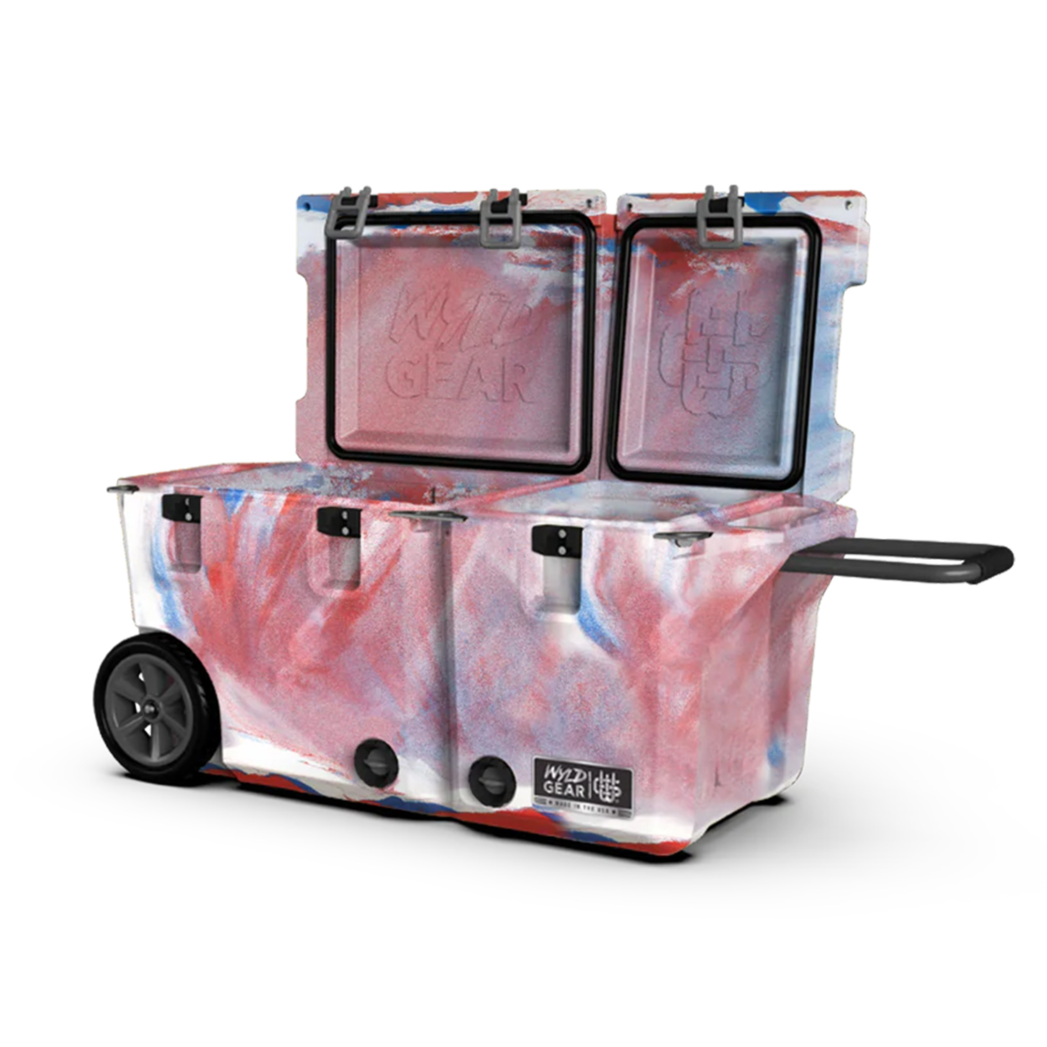 65 QT Wyld Gear® USA-Made Divided Wheeled Hard Cooler Ice Chest (19" x 40") 3