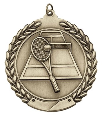 Tennis Die Cast Medal, 1 3/4" 2