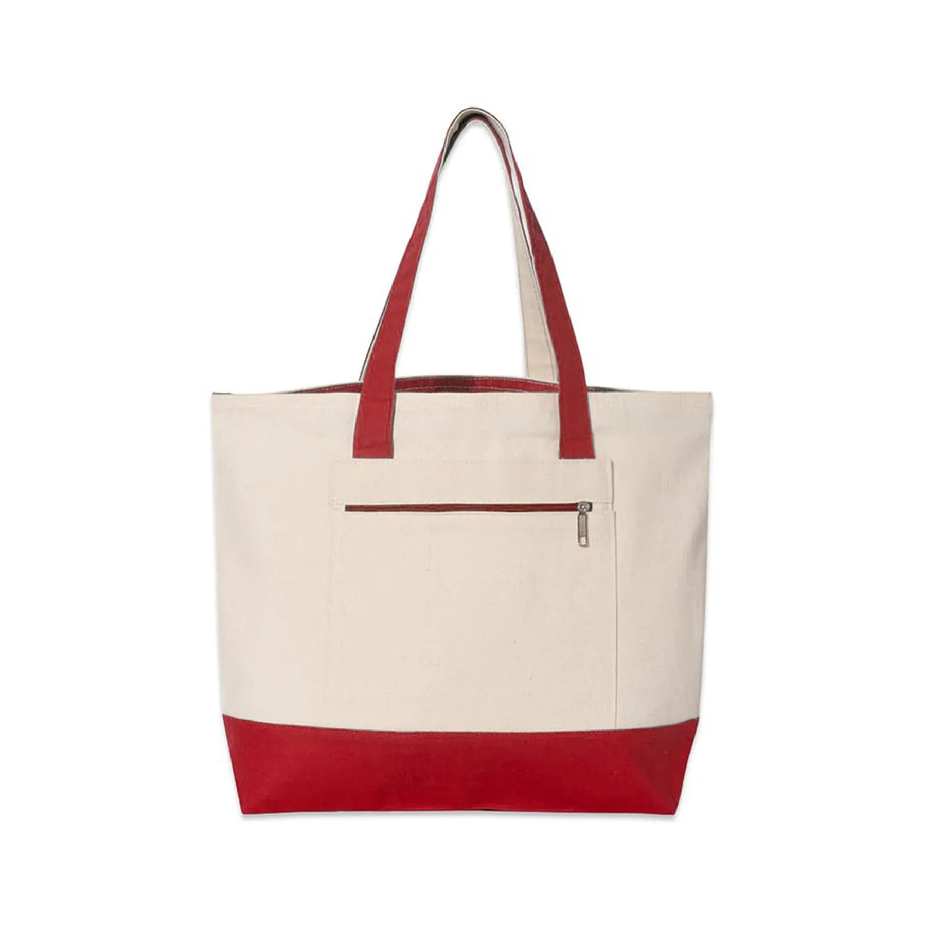 Medium Front Zipper Cotton Boat Tote Bag, custom tote bag with logo imprint 3