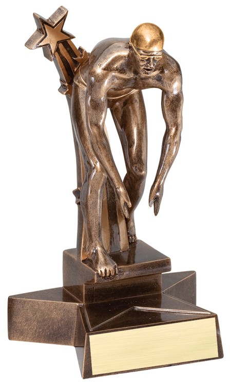 6 1/2" Tall Swimming Male Superstar Resin Award 1