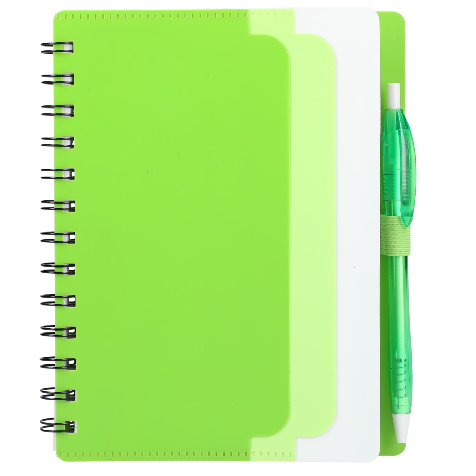 5" x 7" Recycled Dual Pocket Spiral Notebook w Pen 12