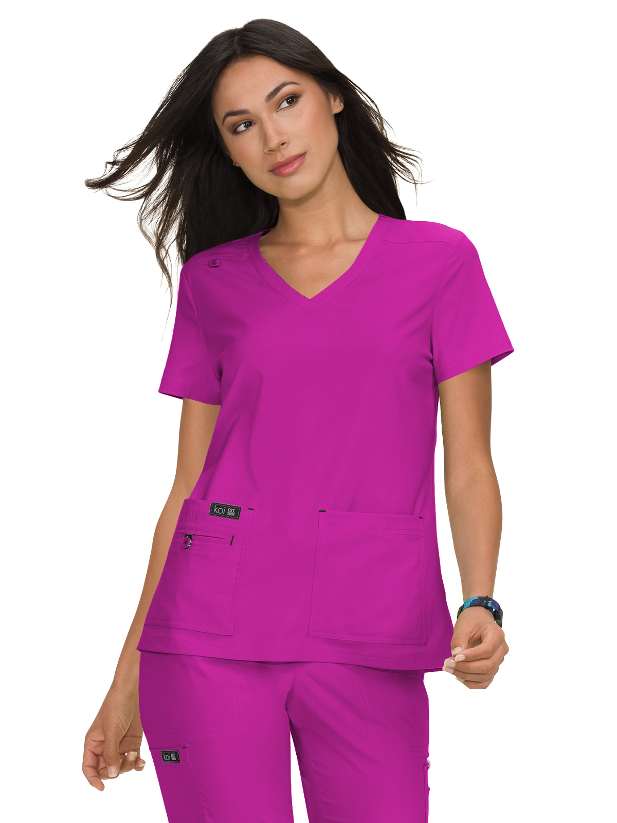 koi - Basics - Women's Four-Pocket Stretch V-Neck Becca Top 72