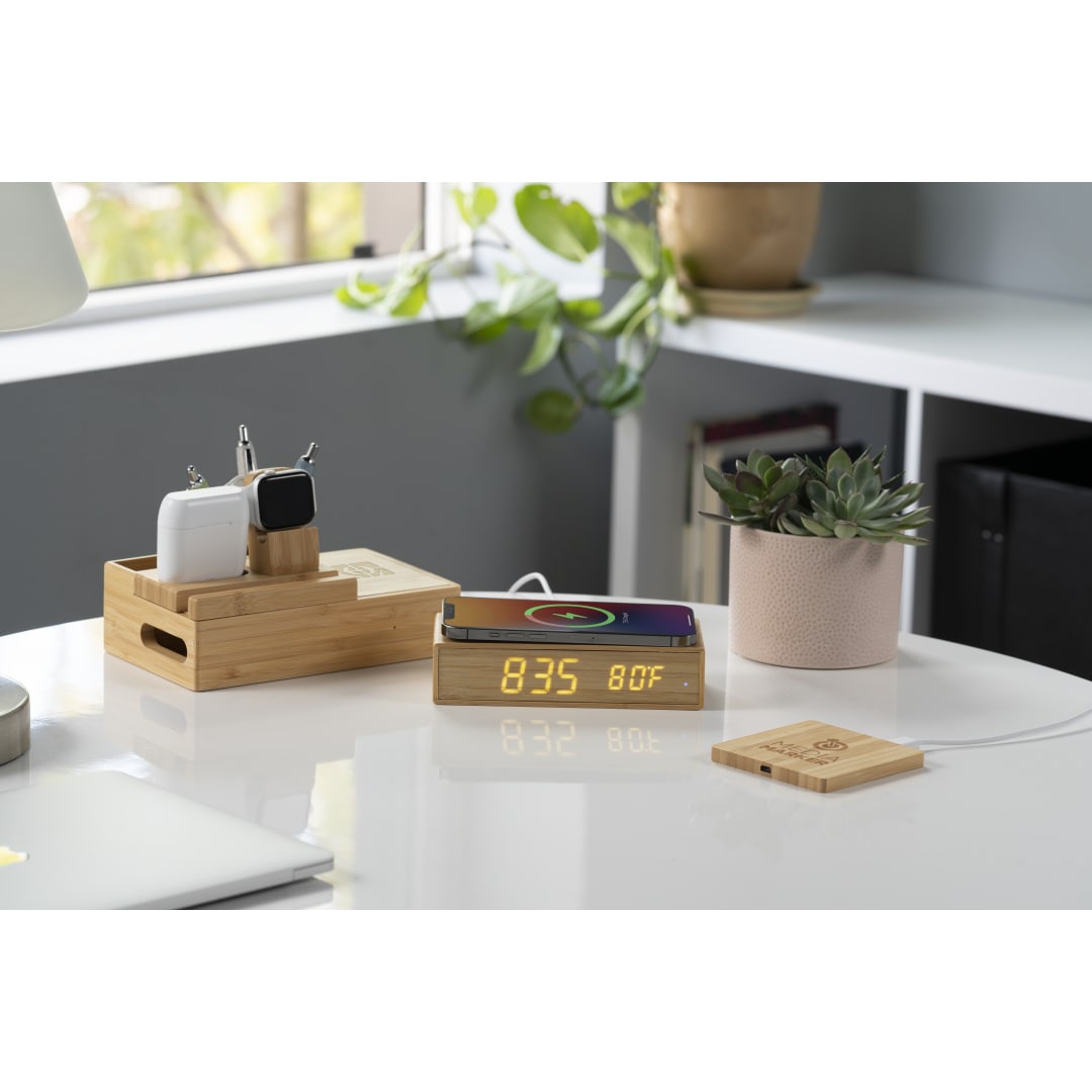 FSC® 100% Bamboo Wireless Charge Pad w/Dual Output 62