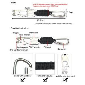 Outdoor Hand Woven Rope Metal Tool Card W/ Carabiner 3