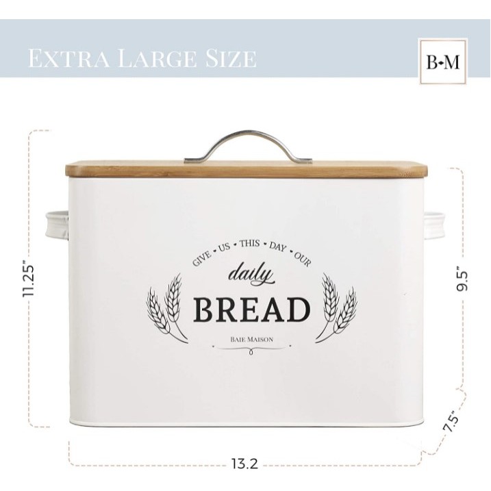 Extra Large White Farmhouse Bread Box 1