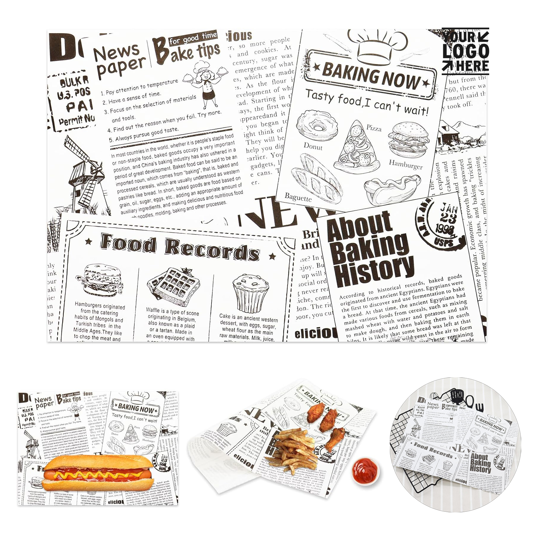 Deli Paper Sheet 10" x 14" Premium Food Basket Liner Grease Resistant Wax Paper