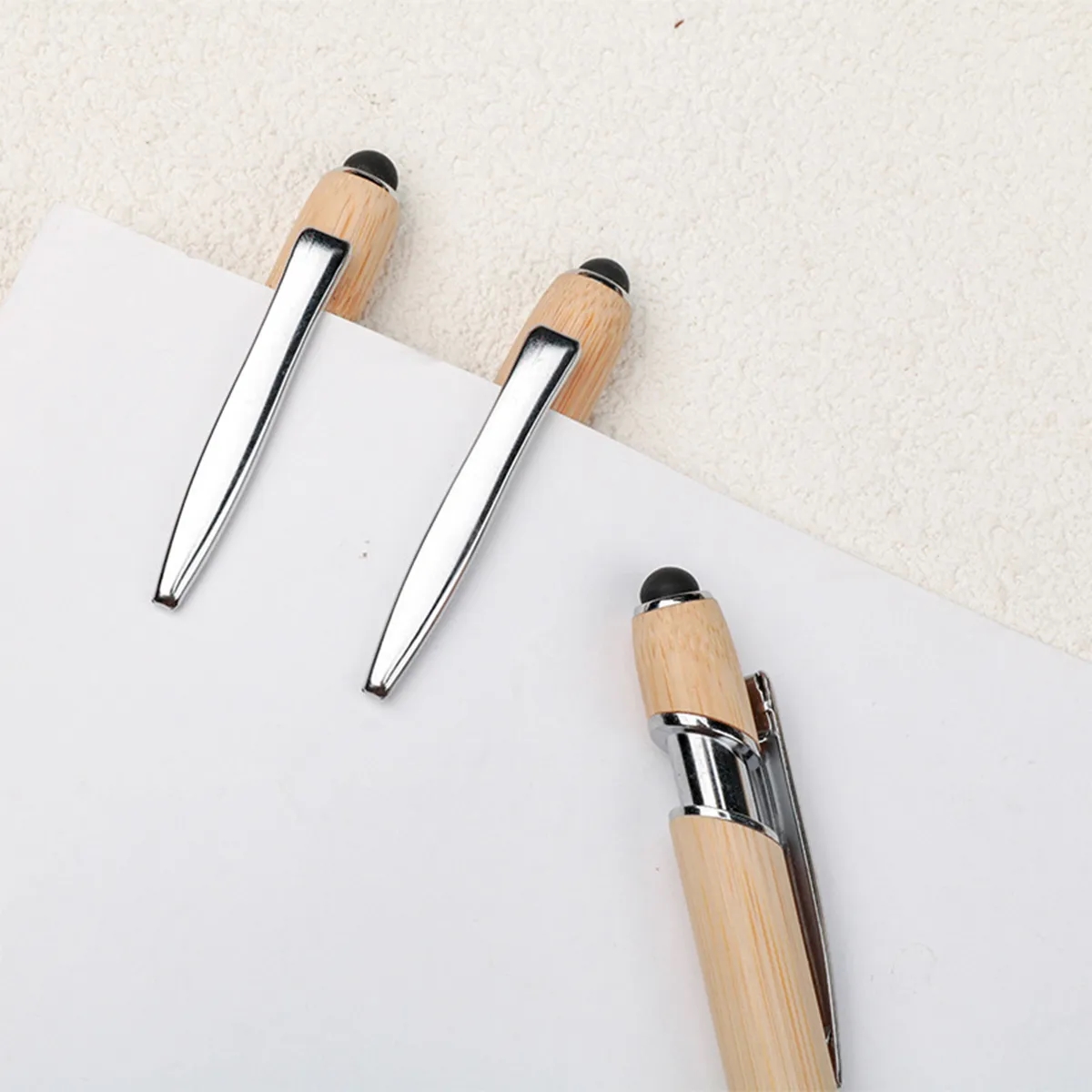 2 In 1 Bamboo Ballpoint Stylus Contact Pen Office Writing 7