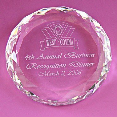 OPTICAL CRYSTAL-BEVELED PAPERWEIGHT 2
