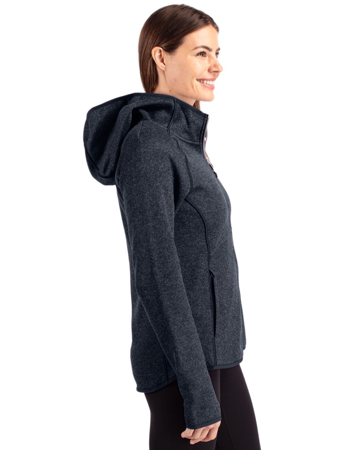 Cutter & Buck Mainsail Sweater-Knit Womens Full Zip Hooded Jacket 32
