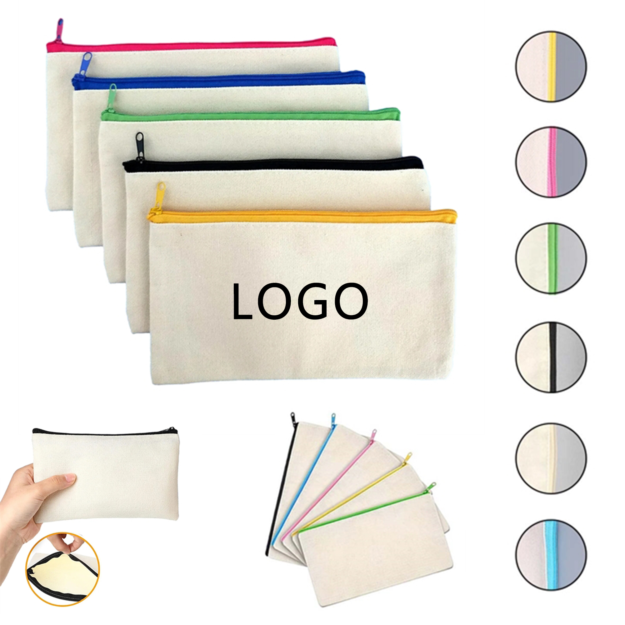 Canvas Pencil Case Zipper Pouch Stationery Storage 2