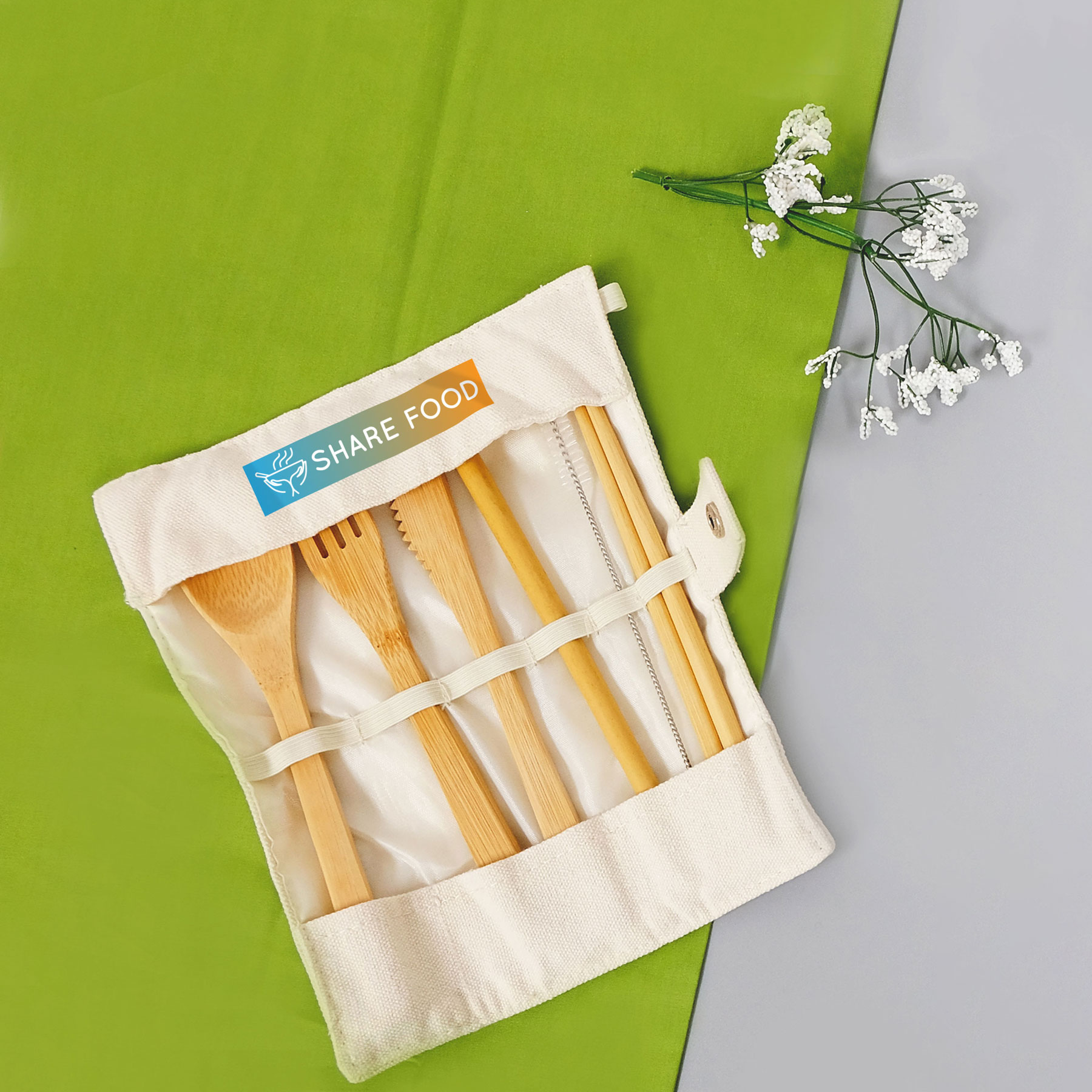 Green Bay Bamboo Utensils With Carry Pouch 3