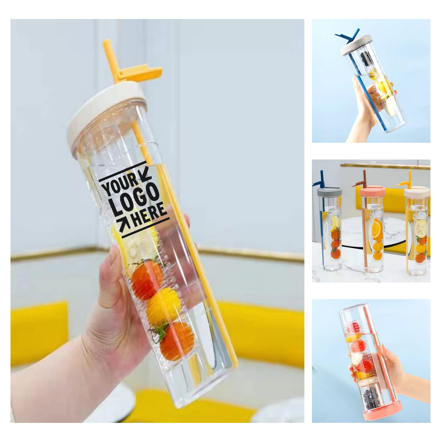 27 OZ Simply Modern Foldable Reusable Fruit Infuser Straw Water Bottle 2