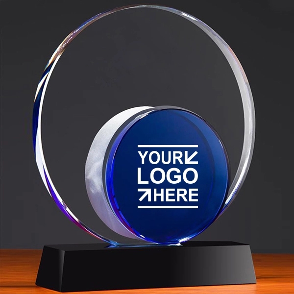 Personalised Blue Eclipse crystal award 2