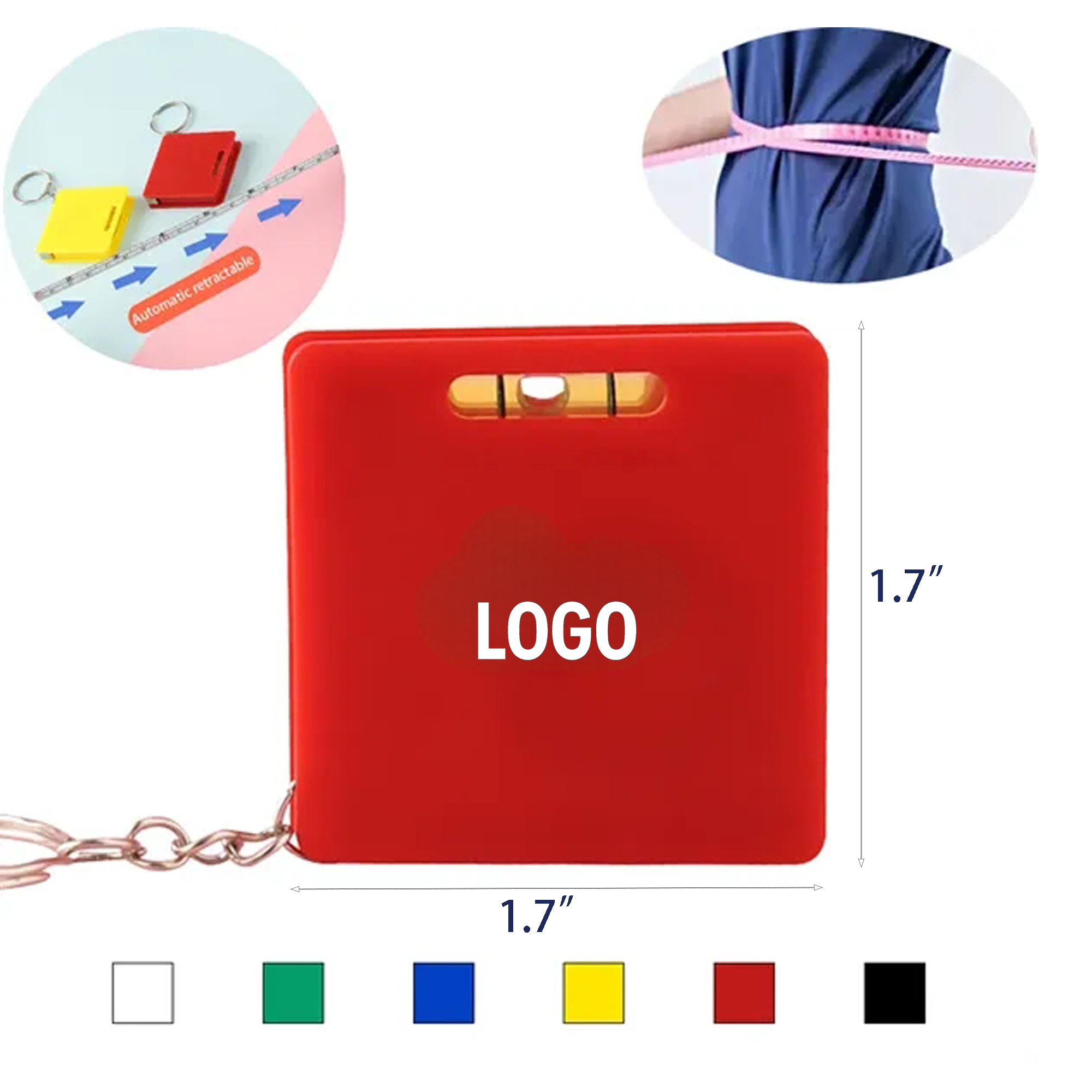 Mini Keychain Tape Measure With Level 2