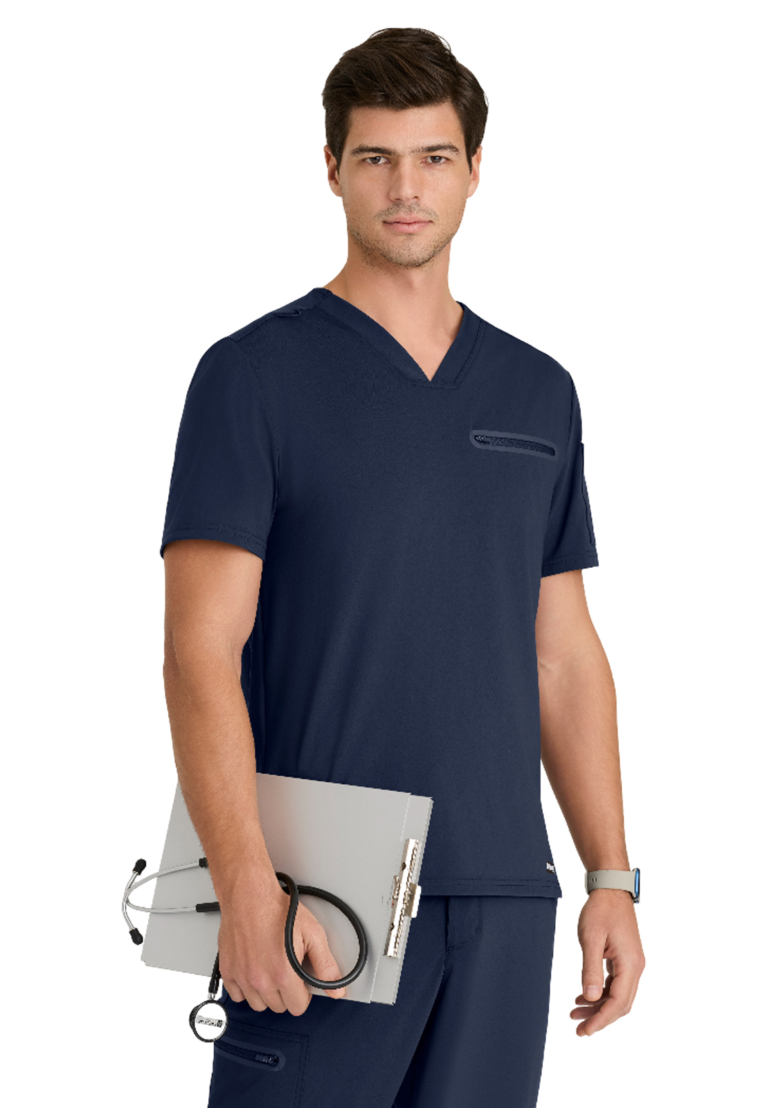 Grey's Anatomy Knit Stretch - Men's Two-Pocket V-Neck Clarity Scrub Top 6