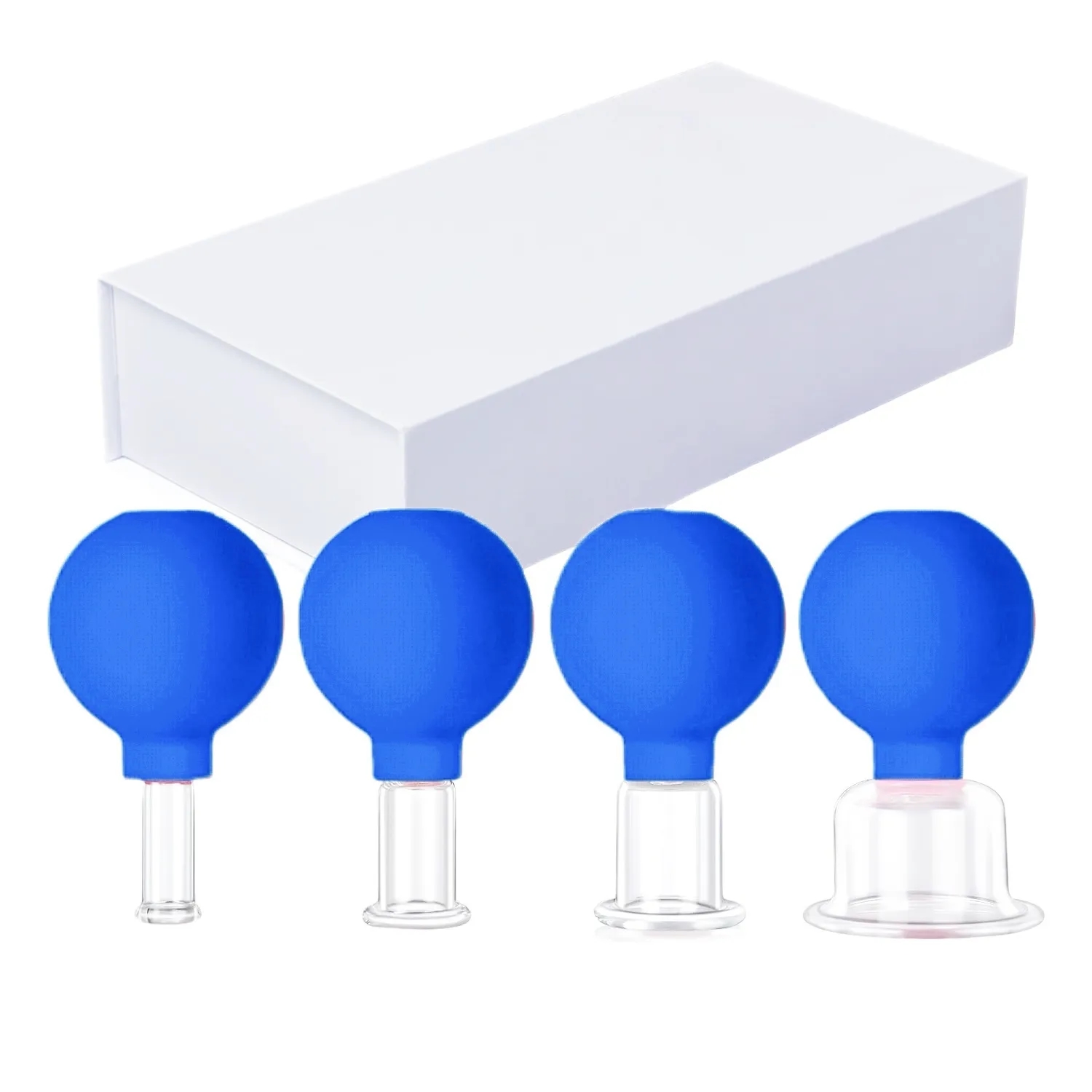 4-Size Facial Cupping Set: Glass & Silicone Massage Cups 6