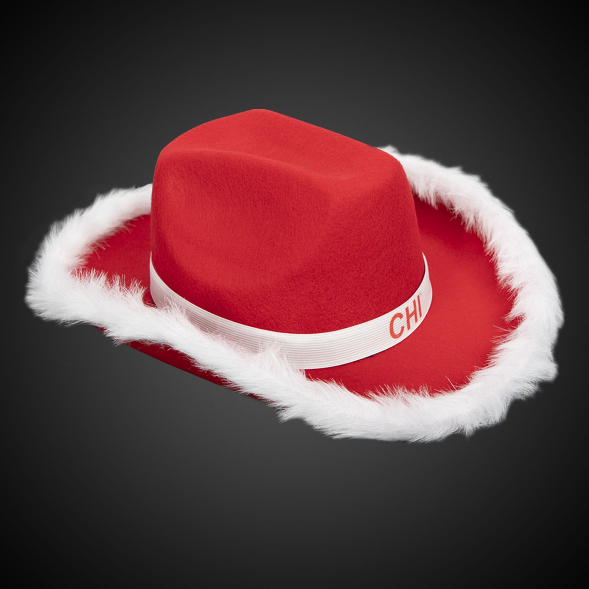 Santa Cowboy Hat w/ White Trim and White Band