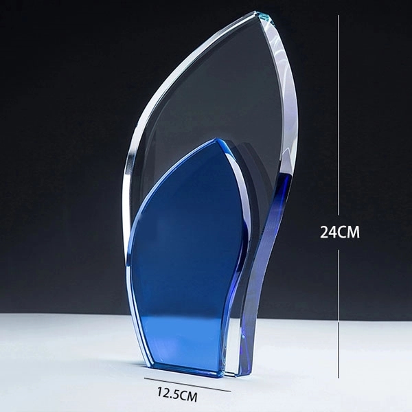 Two-layer Leaf shaped Crystal Trophy Award 2