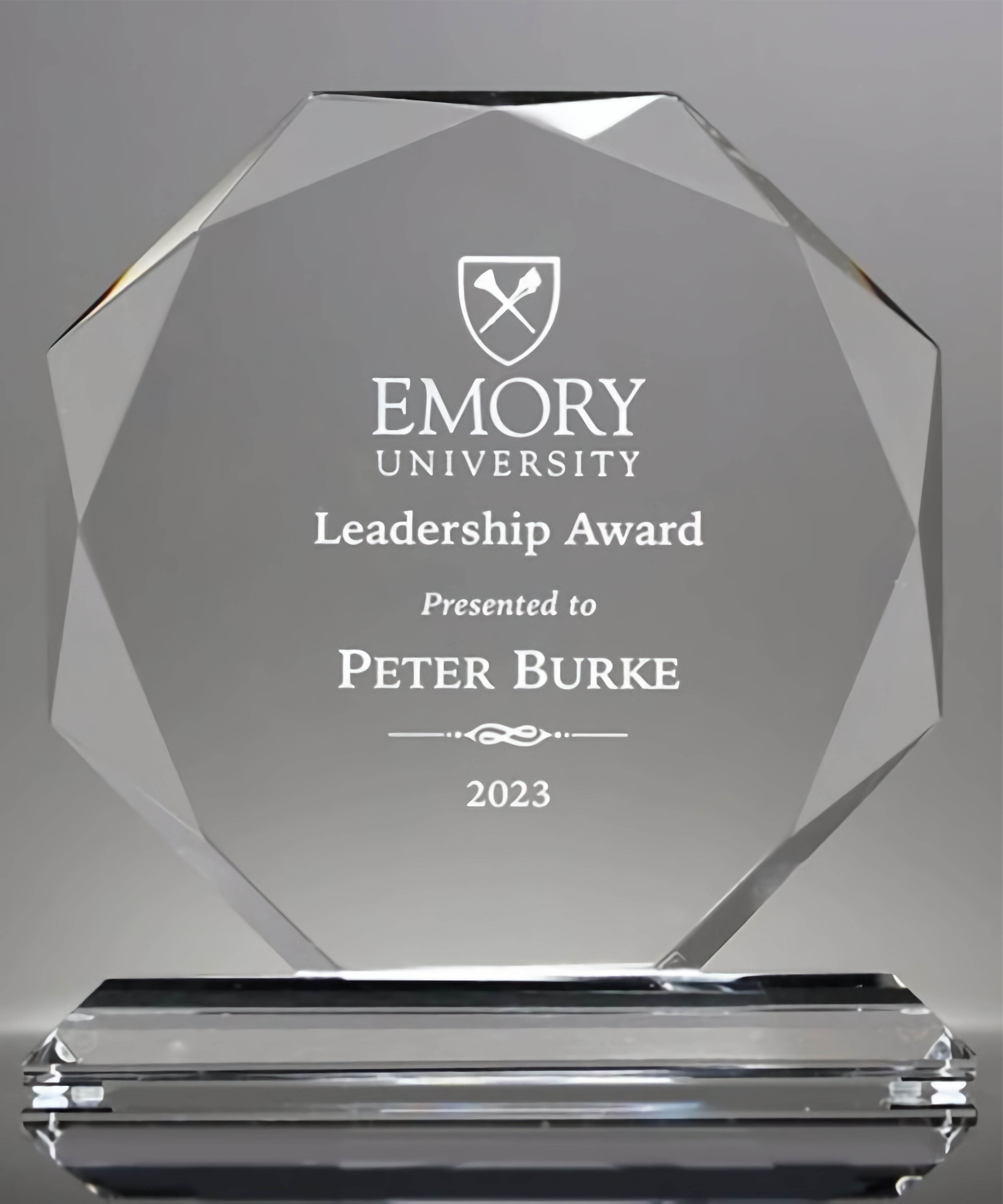 Optic Crystal Award  Beveled Edge Octagon on Clear Pedestal 5