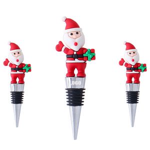 Festive PVC Stand Santa Claus Wine Cork Bottle Stopper 2