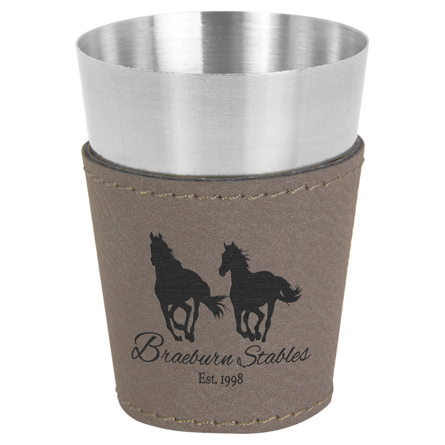 2 oz. Gray Leatherette & Stainless Steel Shot Glass 2