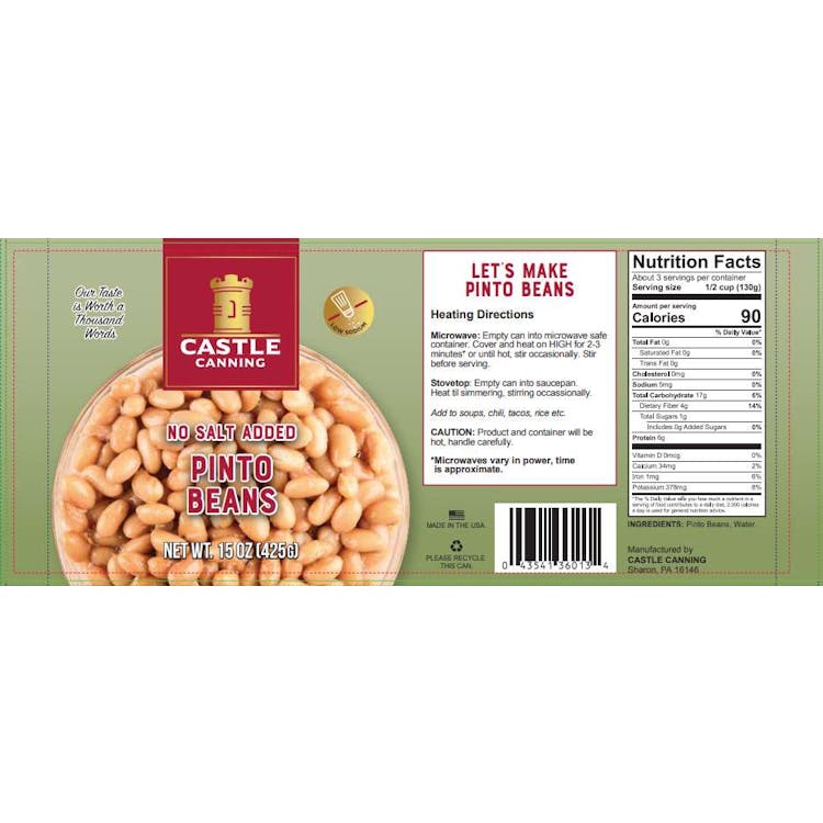 Canned Pinto Beans No Salt Added - Full Pallet 2
