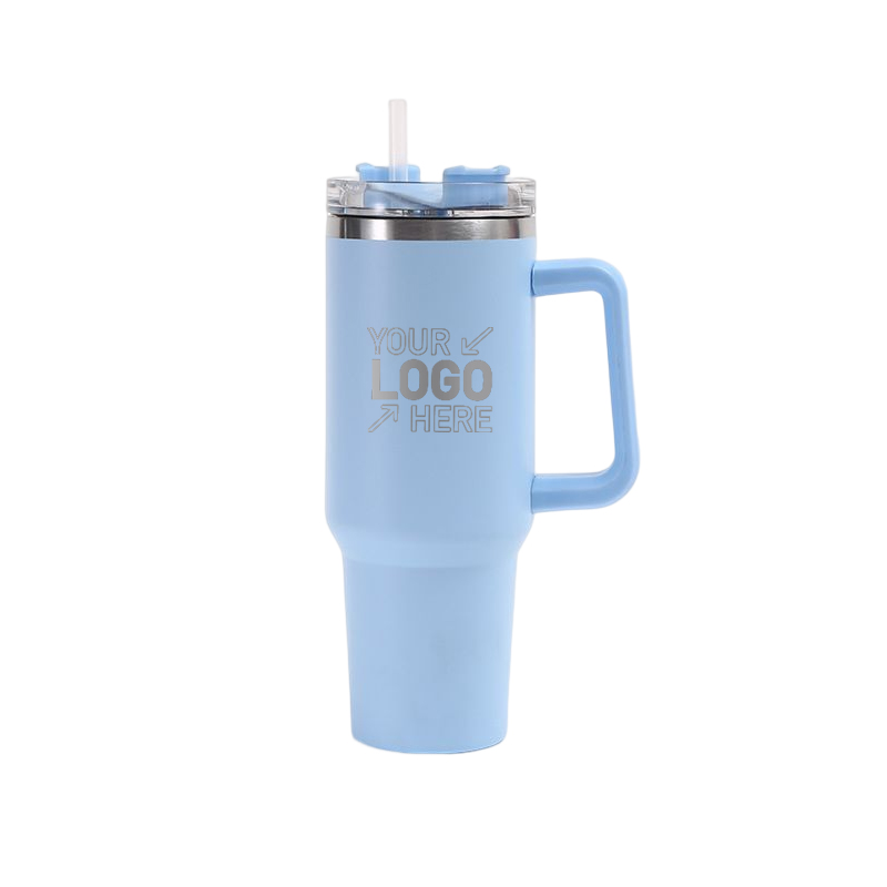 40 OZ Double Walls Stainless Steel Auto Tumbler With Straw And Handle 2