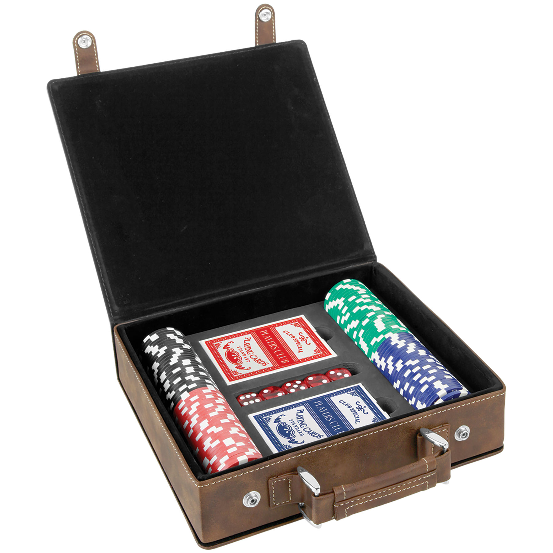 Rustic/Gold Leatherette 100 Chip Poker Set 1