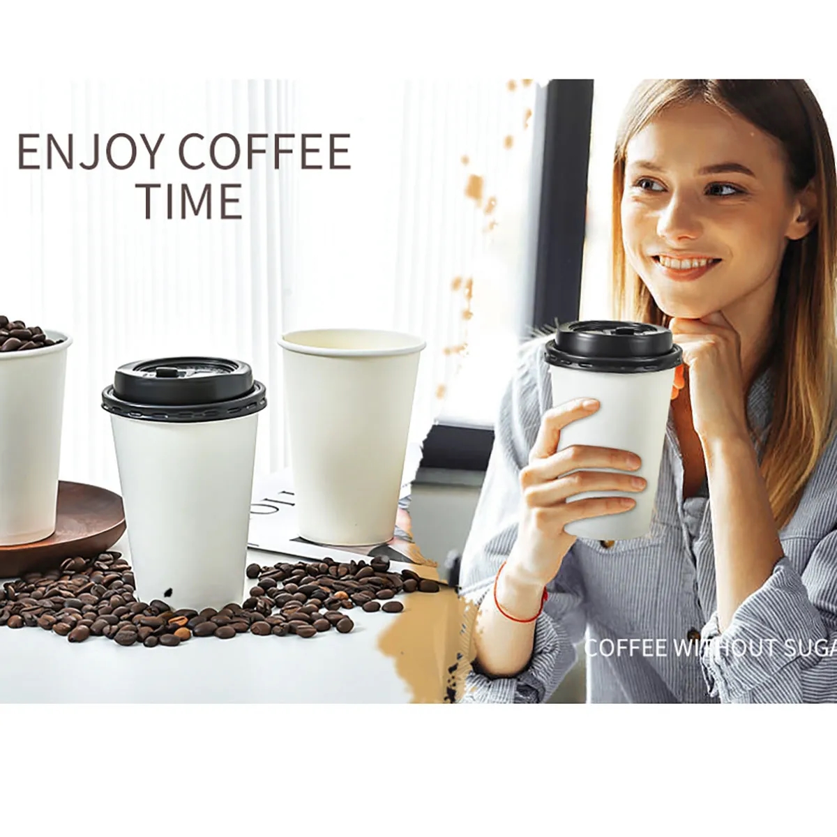 12oz. Reusable Coffee Mug With Lid Travel Plastic Cup 4