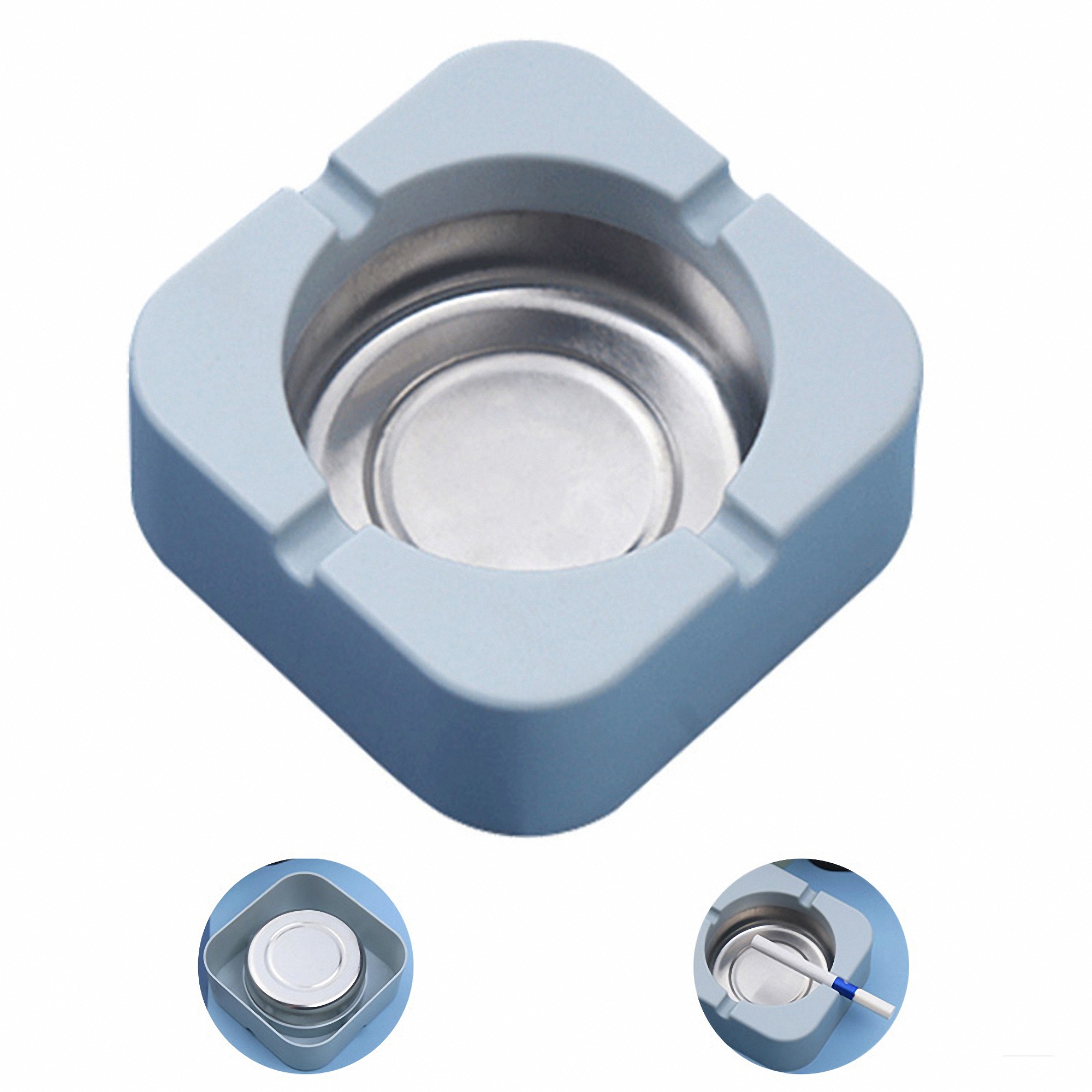 Stainless Steel Square Ashtray 2