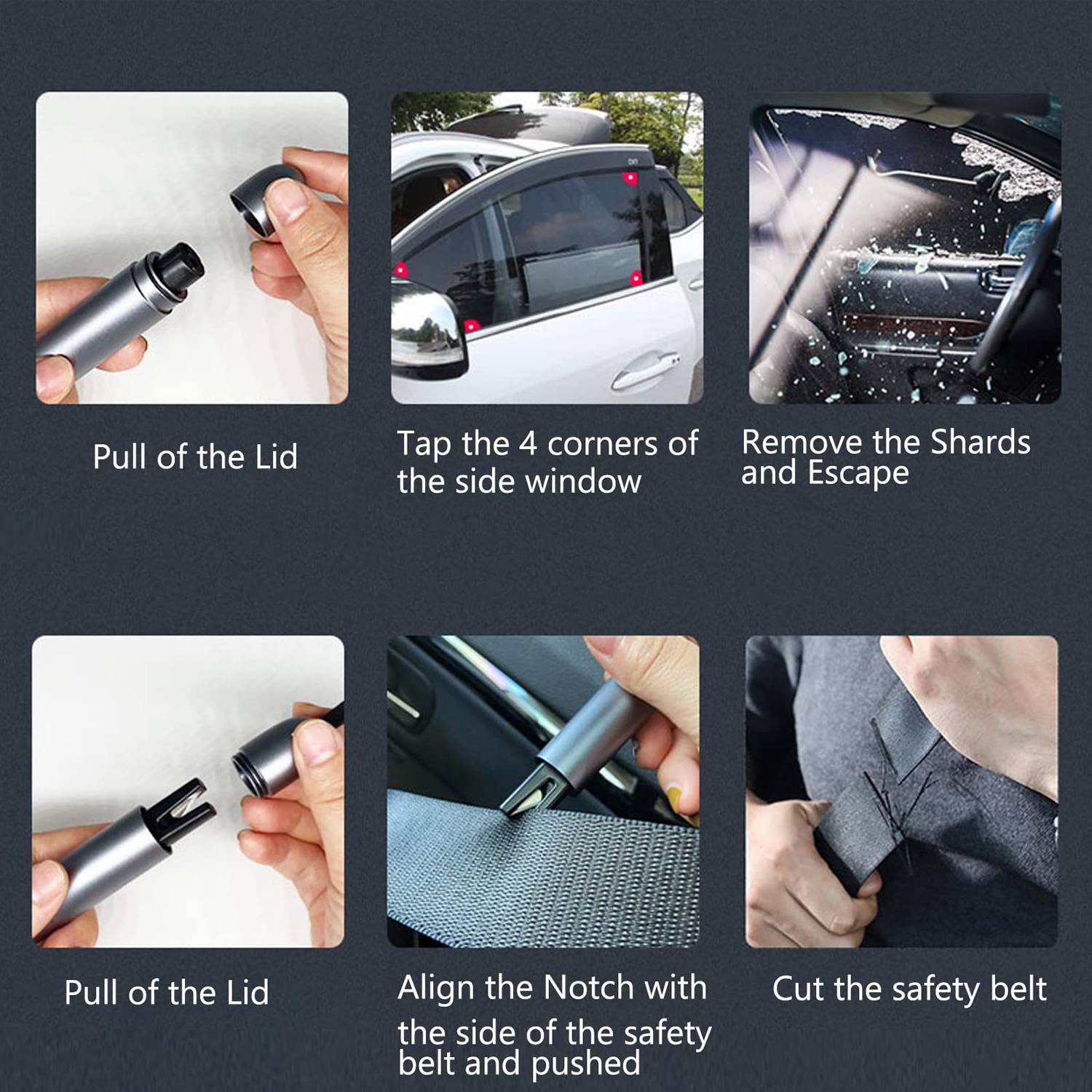 2 in 1 Mini Car Safety Window Breaker Seat Belt Cutter 7
